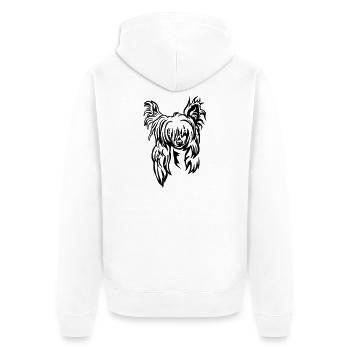 Chinese Crested Kopf - Unisex Premium Bio Zip Hoodie - Weiß - Hinten - Thijin (182cm)