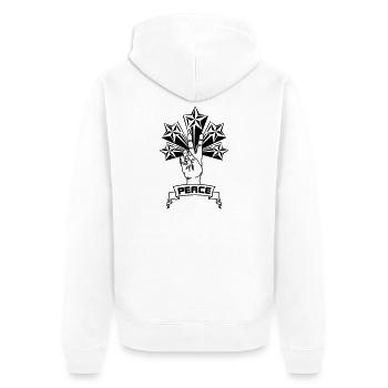 Frieden mit Sternen - Unisex Premium Bio Zip Hoodie - Weiß - Hinten - Thijin (182cm)