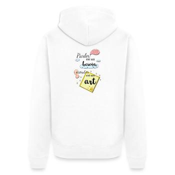 Ecouter est un art - Veste à capuche bio Premium Unisexe - blanc - Dos - Thijin (182cm)