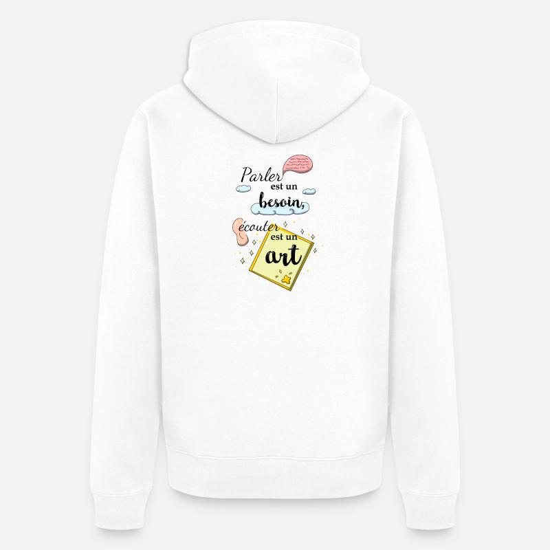 Ecouter est un art - Veste à capuche bio Premium Unisexe - blanc