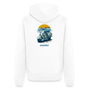 Vintage scooter with mountain backdrop - Unisex Premium Organic Zip Hoodie - white - Back - Thijin (182cm)