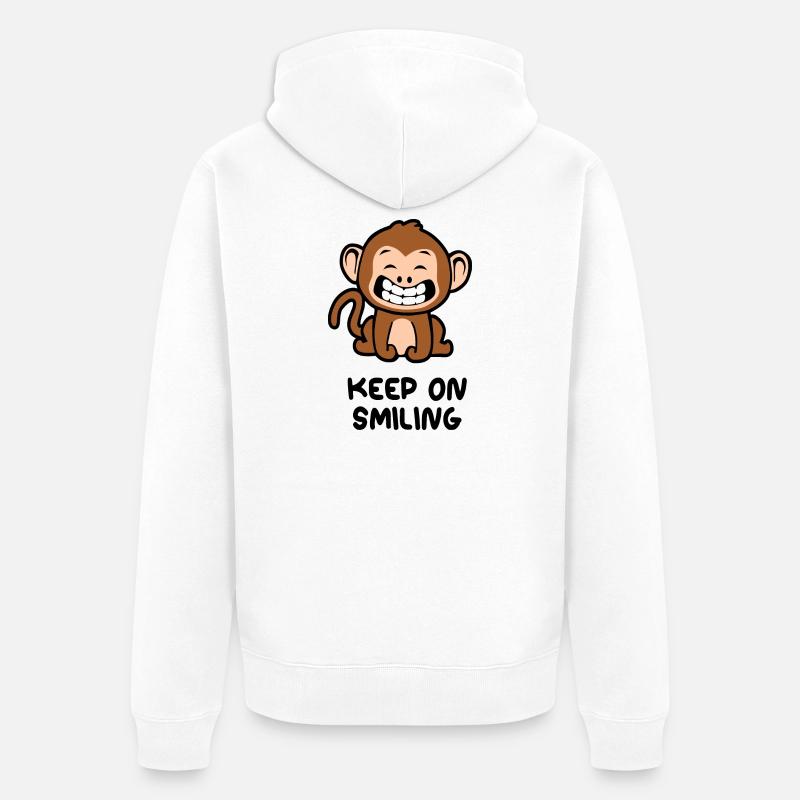 Keep on smiling singe - Veste à capuche bio Premium Unisexe - blanc