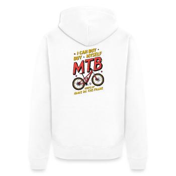 Humorvolles MTB Buy Myself Custom Design - Unisex Premium Bio Zip Hoodie - Weiß - Hinten - Thijin (182cm)