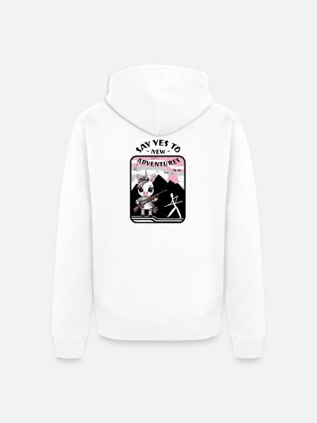 Zebra Unicorn - Unisex Premium Organic Zip Hoodie - white