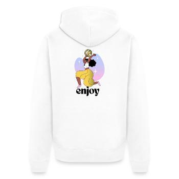 Tanzende Frau mit Discokugel-Design - Unisex Premium Bio Zip Hoodie - Weiß - Hinten - Thijin (182cm)