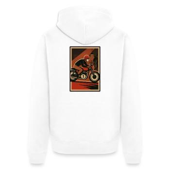 Motif Vintage de Moto et Musique Jazz - Veste à capuche bio Premium Unisexe - blanc - Dos - Thijin (182cm)