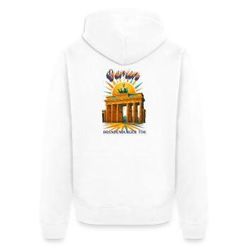 Berlin - BRANDENBURG GATE - Urban Retro Dreams - Unisex Premium Organic Zip Hoodie - white - Back - Thijin (182cm)