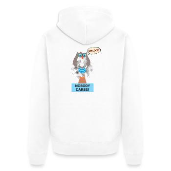 Personne ne s’en soucie - Chemise Sarcasm Fun - Veste à capuche bio Premium Unisexe - blanc - Dos - Thijin (182cm)
