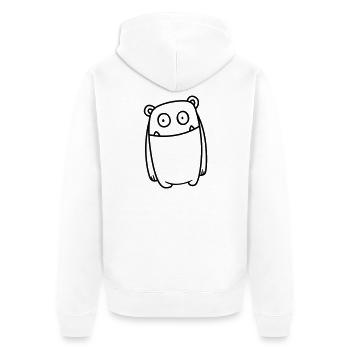 Monster Fröhlich – Lustiges Kawaii Comic Design - Unisex Premium Bio Zip Hoodie - Weiß - Hinten - Thijin (182cm)