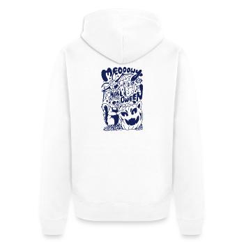 Miaou Halloween Chat Citrouille Dessin Animé Doodle - Veste à capuche bio Premium Unisexe - blanc - Dos - Thijin (182cm)