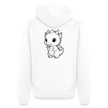 Cute Baby Dragon | Kawaii & Cuddly Vector - Unisex Premium Organic Zip Hoodie - white - Back - Thijin (182cm)
