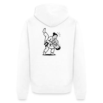 judoka wurf - Unisex Premium Bio Zip Hoodie - Weiß - Hinten - Thijin (182cm)