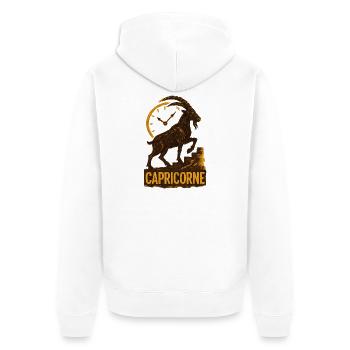 Steinbock Sternzeichen - Astrologie - Unisex Premium Bio Zip Hoodie - Weiß - Hinten - Thijin (182cm)