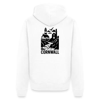 Cornwall Silhouette - Unisex Premium Organic Zip Hoodie - white - Back - Thijin (182cm)