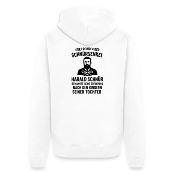 Schnürsenkel Erfinder Witziger Spruch - Unisex Premium Bio Zip Hoodie - Weiß - Hinten - Thijin (182cm)