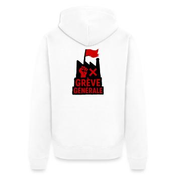Generalstreik – Gewerkschaft - Unisex Premium Bio Zip Hoodie - Weiß - Hinten - Thijin (182cm)