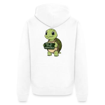 Cute turtle with funny starting phrase - Unisex Premium Organic Zip Hoodie - white - Back - Thijin (182cm)