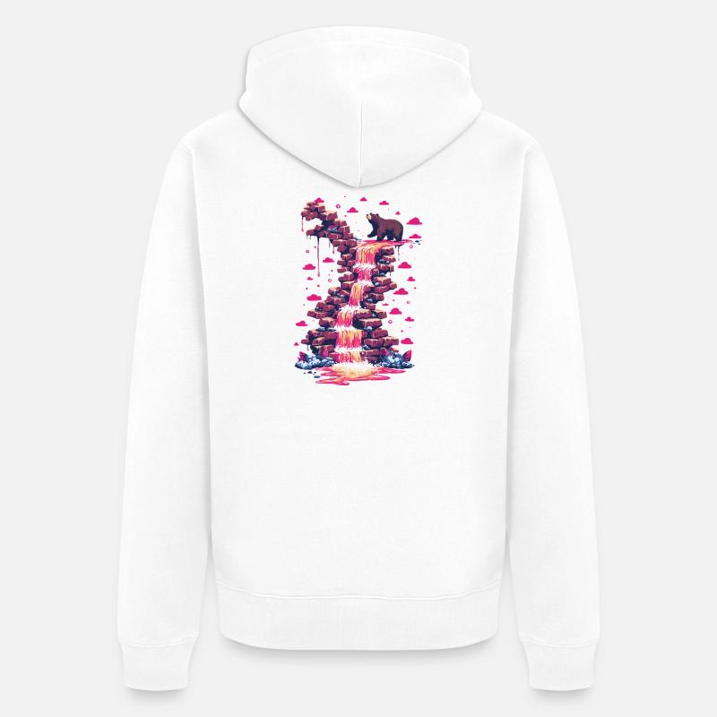 Cascade rose avec lumière d’ours - Veste à capuche bio Premium Unisexe - blanc
