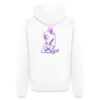 Un motif de floorball clair pour chaque jour - Veste à capuche bio Premium Unisexe - blanc - Dos - Thijin (182cm)