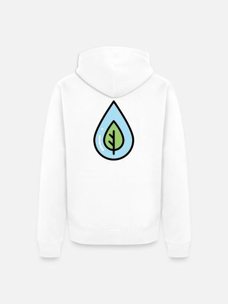 Wassertropfen Blatt Öko - Unisex Premium Bio Zip Hoodie - Weiß