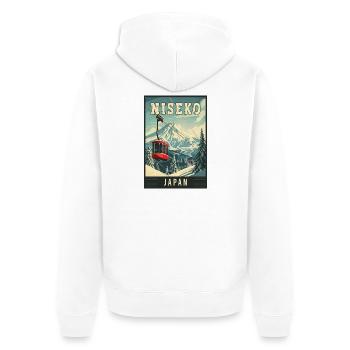 Winter Paradise in Niseko Japan Vintage Travel Art - Unisex Premium Organic Zip Hoodie - white - Back - Thijin (182cm)