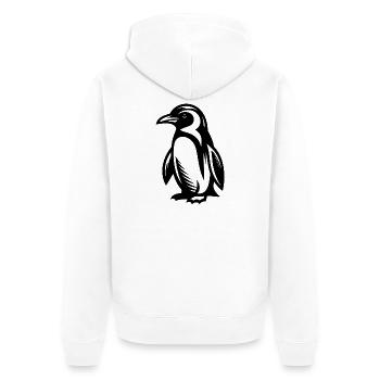 Chilliges Pinguin-Motiv aus dem Eis zum Verlieben - Unisex Premium Bio Zip Hoodie - Weiß - Hinten - Thijin (182cm)
