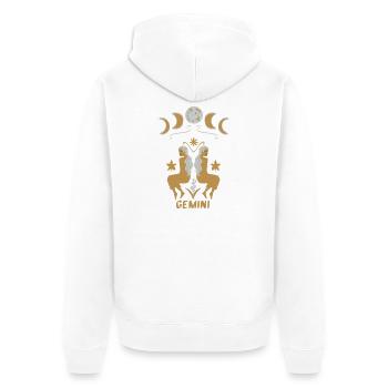 Gemini - Zwilling Sternzeichen - Unisex Premium Bio Zip Hoodie - Weiß - Hinten - Thijin (182cm)