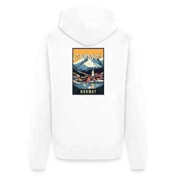Entdecken Sie das arktische Abenteuer von Tromsø in Norwegen - Unisex Premium Bio Zip Hoodie - Weiß - Hinten - Thijin (182cm)