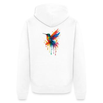 Kolibri-Pop-Art-Aquarell - Unisex Premium Bio Zip Hoodie - Weiß - Hinten - Thijin (182cm)