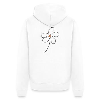 FLOWER. JUBILÄUM. HERZLICHEN GLÜCKWUNSCH ZUM GEBURTSTAG. ALLES GUTE ZUM GEBURTSTAG - Unisex Premium Bio Zip Hoodie - Weiß - Hinten - Thijin (182cm)
