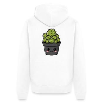 Kawaii-Kaktus-Topfgarten - Unisex Premium Bio Zip Hoodie - Weiß - Hinten - Thijin (182cm)