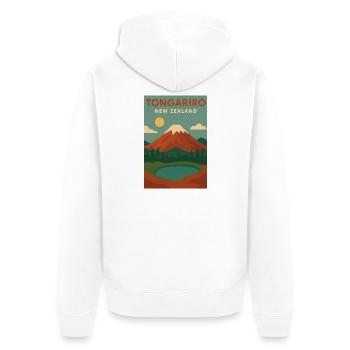 Entdecken Sie Tongariro in Neuseeland - Unisex Premium Bio Zip Hoodie - Weiß - Hinten - Thijin (182cm)