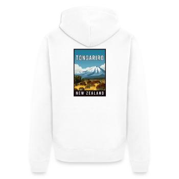 Explore Tongariro in New Zealand - Unisex Premium Organic Zip Hoodie - white - Back - Thijin (182cm)