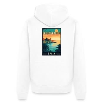 Découvrez le charme méditerranéen d’Alicante, Espagne - Veste à capuche bio Premium Unisexe - blanc - Dos - Thijin (182cm)