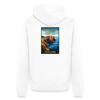 Erleben Sie Mystic Dunnottar Castle in Schottland - Unisex Premium Bio Zip Hoodie - Weiß - Hinten - Thijin (182cm)