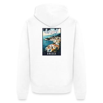 Experience Island Charm of Corfu in Greece - Unisex Premium Organic Zip Hoodie - white - Back - Thijin (182cm)