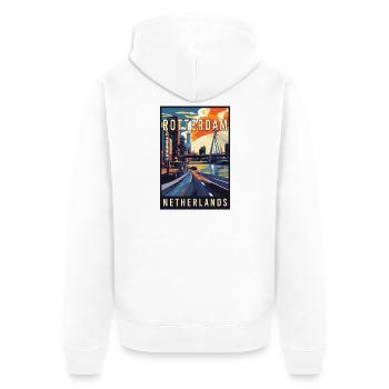 Discover Stunning Rotterdam in Netherlands - Unisex Premium Organic Zip Hoodie - white - Back - Thijin (182cm)