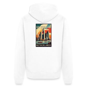Experience Stunning Rotterdam in Netherlands - Unisex Premium Organic Zip Hoodie - white - Back - Thijin (182cm)