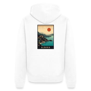 Experience Beach Mountains and History of Albania - Unisex Premium Organic Zip Hoodie - white - Back - Thijin (182cm)