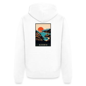 Discover Beach Alps and Historic Cities of Albania - Unisex Premium Organic Zip Hoodie - white - Back - Thijin (182cm)