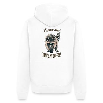 That-Excuse Me! That's My Coffee – Raccoon - Unisex Premium Organic Zip Hoodie - white - Back - Thijin (182cm)