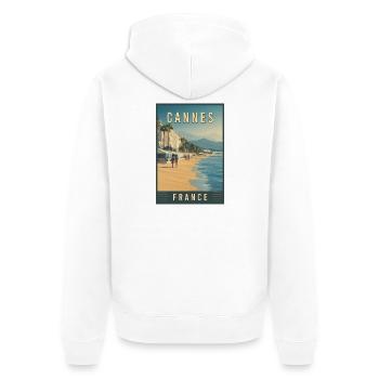 Explorez la Côte d’Azur et Cannes en France - Veste à capuche bio Premium Unisexe - blanc - Dos - Thijin (182cm)