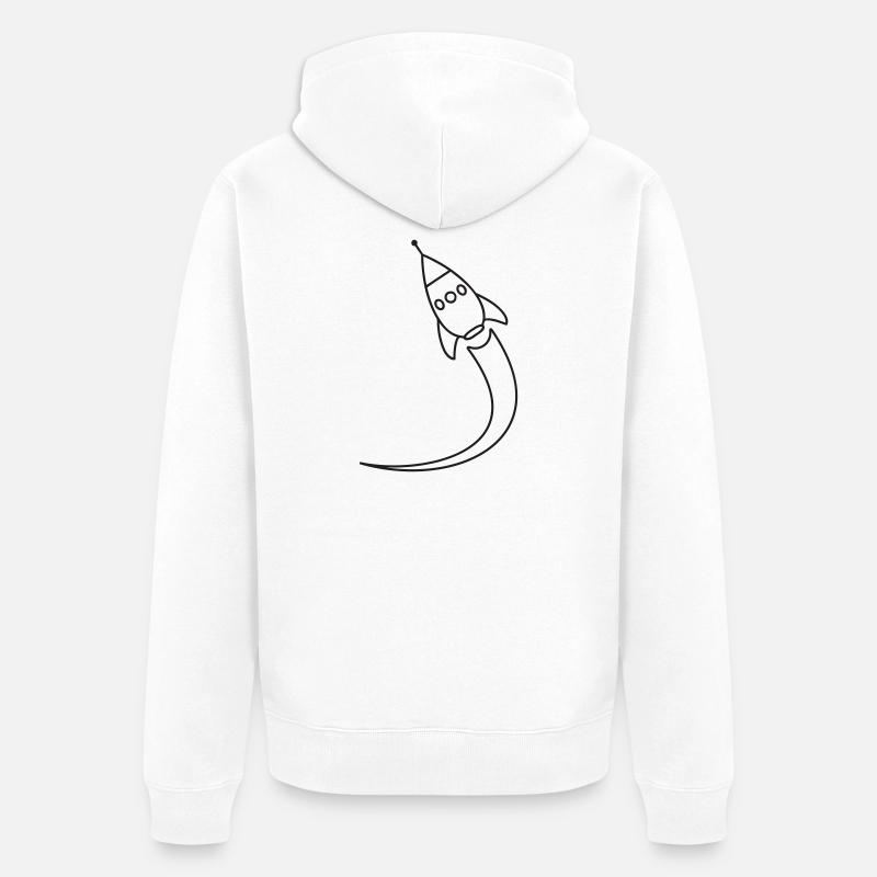 Lancement d’une fusée dans l’espace - Veste à capuche bio Premium Unisexe - blanc