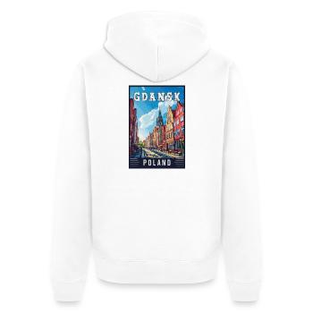 Explore Stunning Gdansk City in Poland - Unisex Premium Organic Zip Hoodie - white - Back - Thijin (182cm)