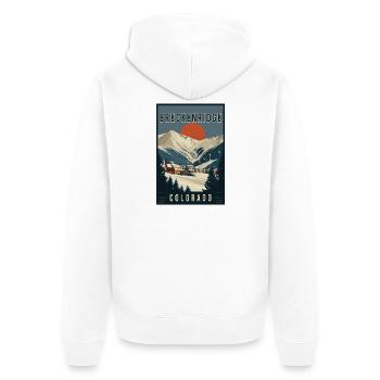 Entdecken Sie die Landschaft von Breckenridge in Colorado - Unisex Premium Bio Zip Hoodie - Weiß - Hinten - Thijin (182cm)