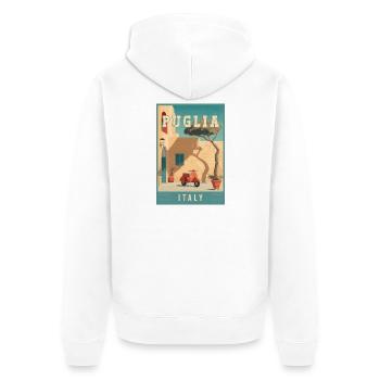Découvrez le charme du Sud des Pouilles en Italie - Veste à capuche bio Premium Unisexe - blanc - Dos - Thijin (182cm)