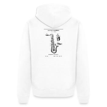 Conception du brevet du plan d’instrument de saxophone - Veste à capuche bio Premium Unisexe - blanc - Dos - Thijin (182cm)