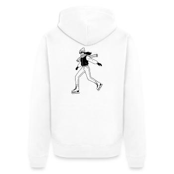 Schlittschuh - Unisex Premium Bio Zip Hoodie - Weiß - Hinten - Thijin (182cm)