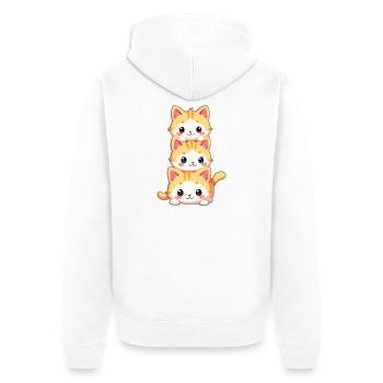 Stacked Kitten Trio - Unisex Premium Organic Zip Hoodie - white - Back - Thijin (182cm)