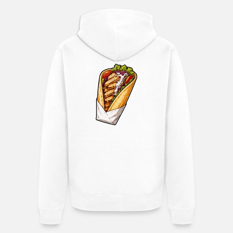 Illustration de wrap de poulet - Veste à capuche bio Premium Unisexe - blanc